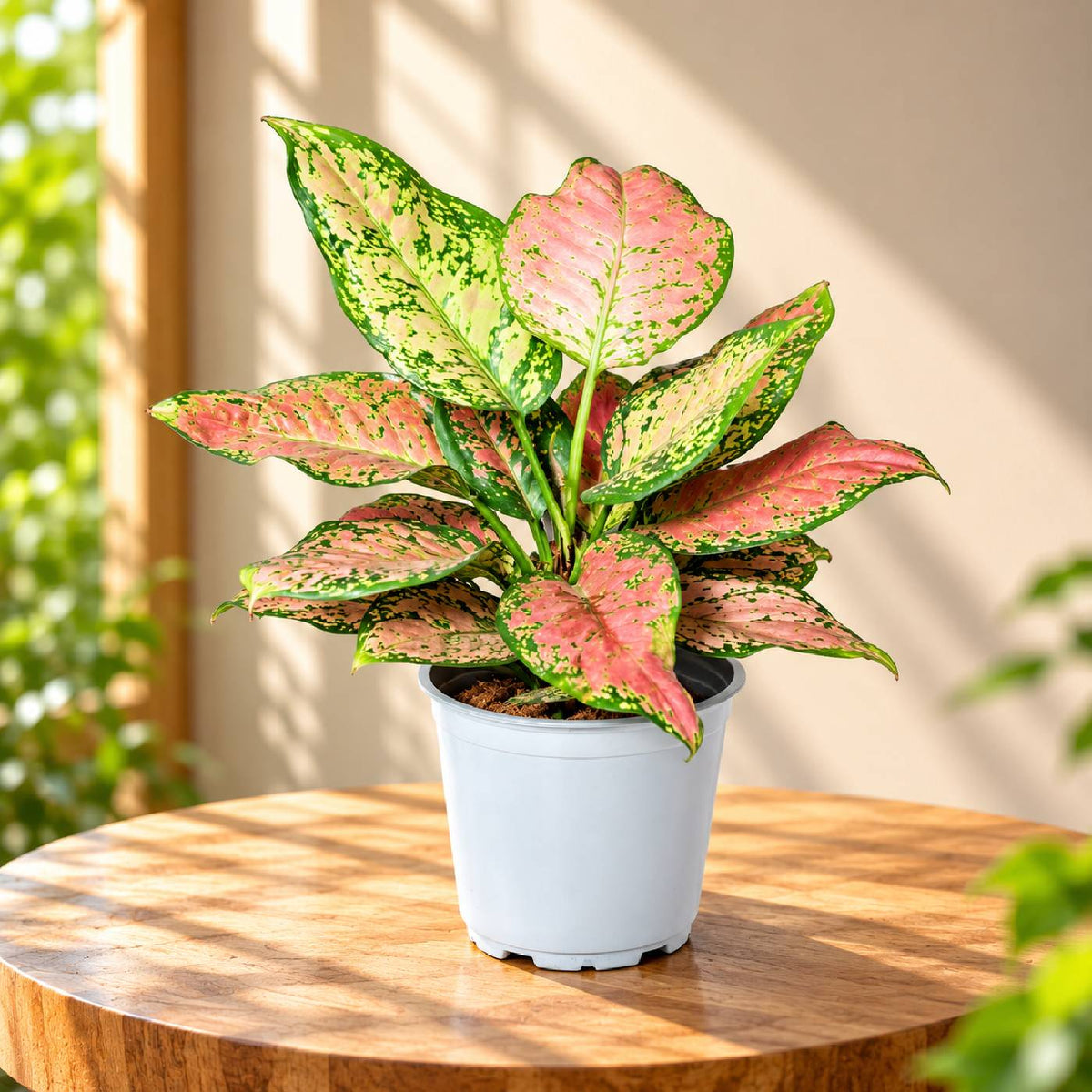 Aglaonema Pink Beauty Plant With White Pot